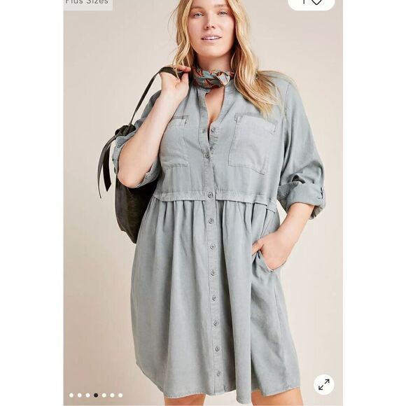 EST 1946 Gray Casual Comfort Dress Button Front - Picture 1 of 7